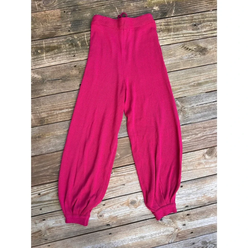 Unavailable - Free People FP Beach Magenta Pink Knit Joggers Linen Blend Pants - Picture 3 of 4